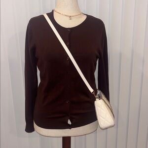 August silk silk blend chocolate brown sweater size medium